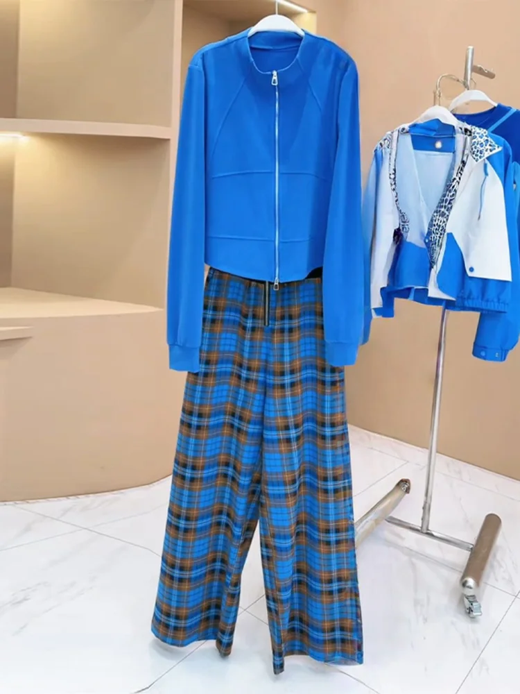 Casual Plaid Stand Collar Zipper Short Jacket High Waist Wide Leg Pants Set Women's Spring Summer Fashion Slimming Trendy
Casual Plaid Stand Collar Zipper Short Jacket High Waist Wide Leg Pants Set Women's Spring Summer Fashion Slimming Trendy