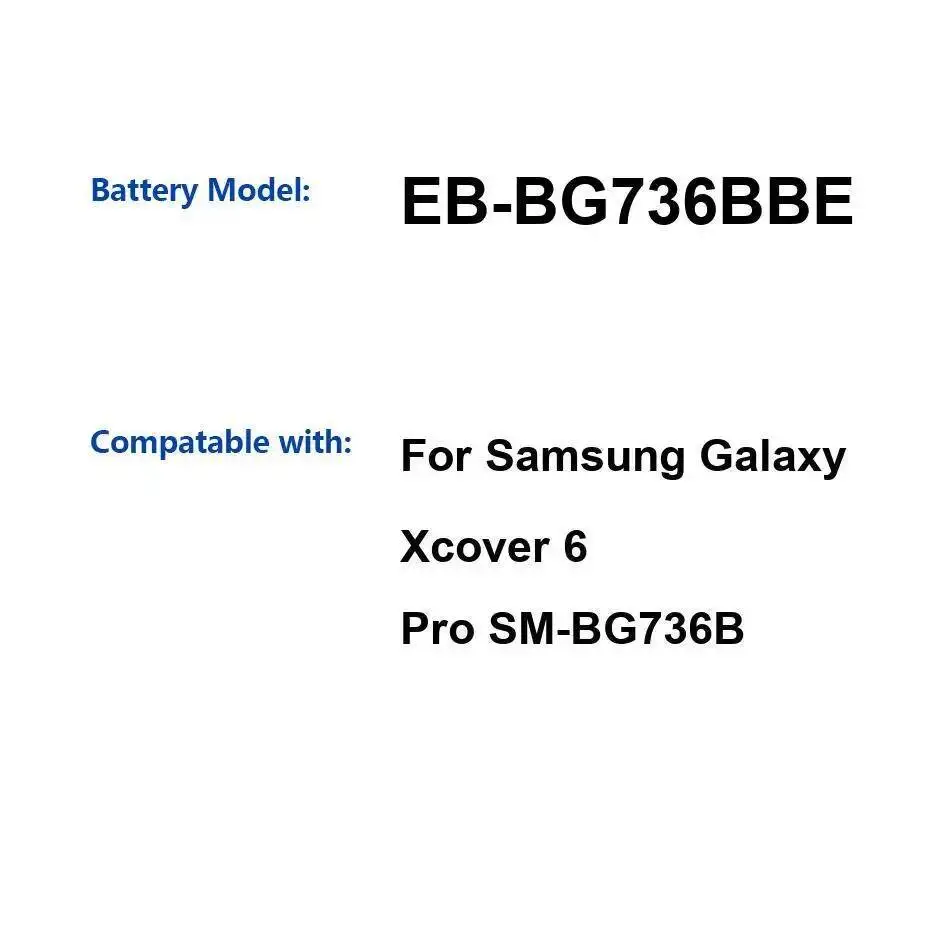 4500Mah Premium Replacement Long-Lasting Performance For Samsung Galaxy Xcover 6 Pro SM-BG736B EB-BG736BBE Mobile Phone Battery
4500Mah Premium Replacement Long-Lasting Performance For Samsung Galaxy Xcover 6 Pro SM-BG736B EB-BG736BBE Mobile Phone Battery