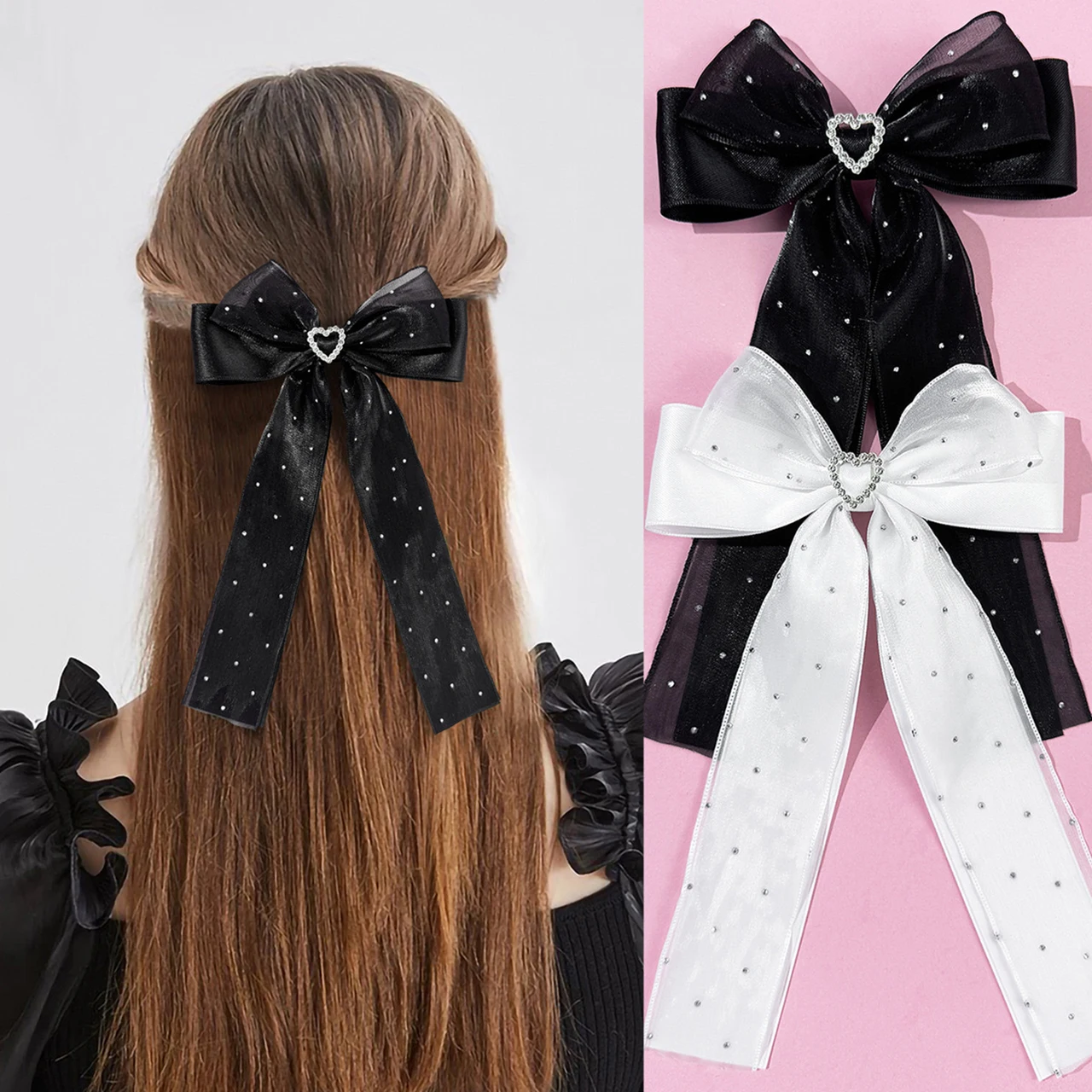 Starry Sky Mesh Bowknit Hairpin Hollow Heart Love Barrettes Bow Hair Clips Women Girls Hair Accessories Long Ribbon Headdress
Starry Sky Mesh Bowknit Hairpin Hollow Heart Love Barrettes Bow Hair Clips Women Girls Hair Accessories Long Ribbon Headdress