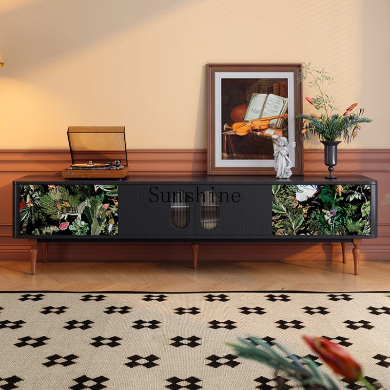 Small apartment living room French antique solid wood TV cabinet black storage cabinet
Small apartment living room French antique solid wood TV cabinet black storage cabinet