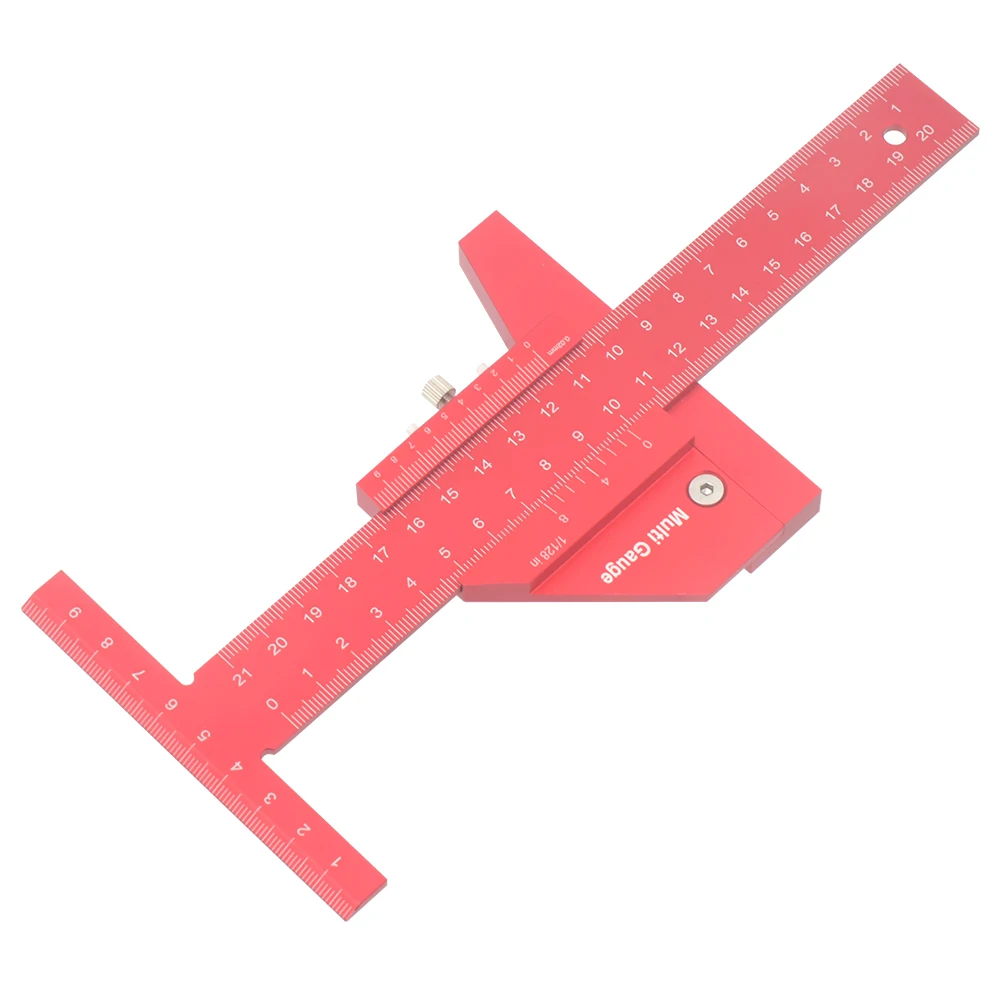 Woodworking Scriber Metric/Inch Sliding Gauge Aluminum Alloy T Shaped Ruler, Measuring Tools, Line Drawing Gauge Depth Gauge