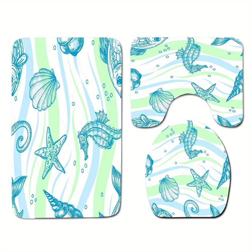 3 шт., морской конек, морская звезда, узор ракушки, украшение для ванной комнаты, полиэфирная ткань, которую можно стирать в машине, крышка унитаза, U-образный коврик, нескользящий коврик
3 шт., морской конек, морская звезда, узор ракушки, украшение для ванной комнаты, полиэфирная ткань, которую можно стирать в машине, крышка унитаза, U-образный коврик, нескользящий коврик