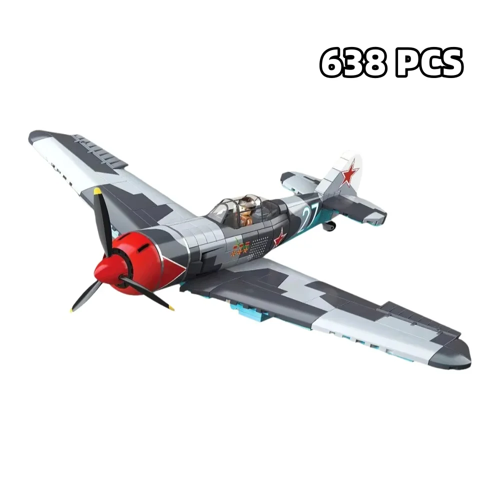 638pcs Soviet La-7 Fighter Military Aircraft NO.100286 Building Blocks Toy Vintage Model Kit Educational Building Set for Kids
638pcs Soviet La-7 Fighter Military Aircraft NO.100286 Building Blocks Toy Vintage Model Kit Educational Building Set for Kids