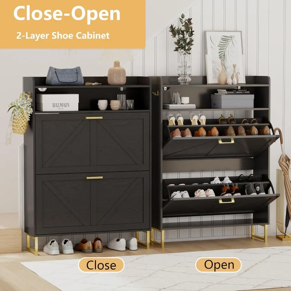 Independent hidden shoe cabinet Shoe cabinet with 2 flip drawers,with entrance channel, shoe rack with storage and hooks
Independent hidden shoe cabinet Shoe cabinet with 2 flip drawers,with entrance channel, shoe rack with storage and hooks