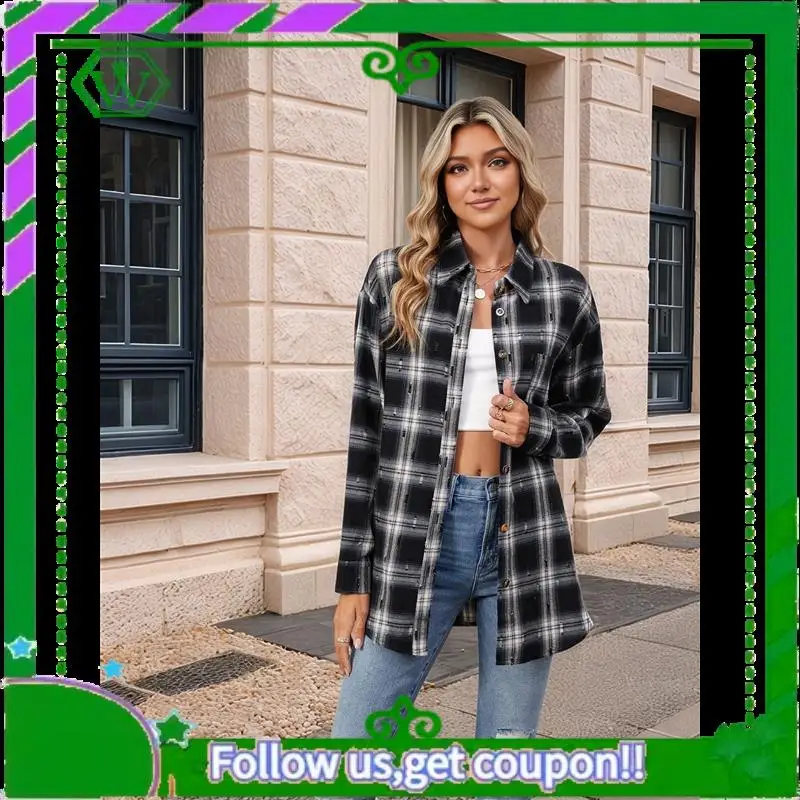A18P-Women's Button Down Flannel Shirts Plaid Shacket Long Sleeve Collared Business Casual Tops Work Blouses
A18P-Women's Button Down Flannel Shirts Plaid Shacket Long Sleeve Collared Business Casual Tops Work Blouses