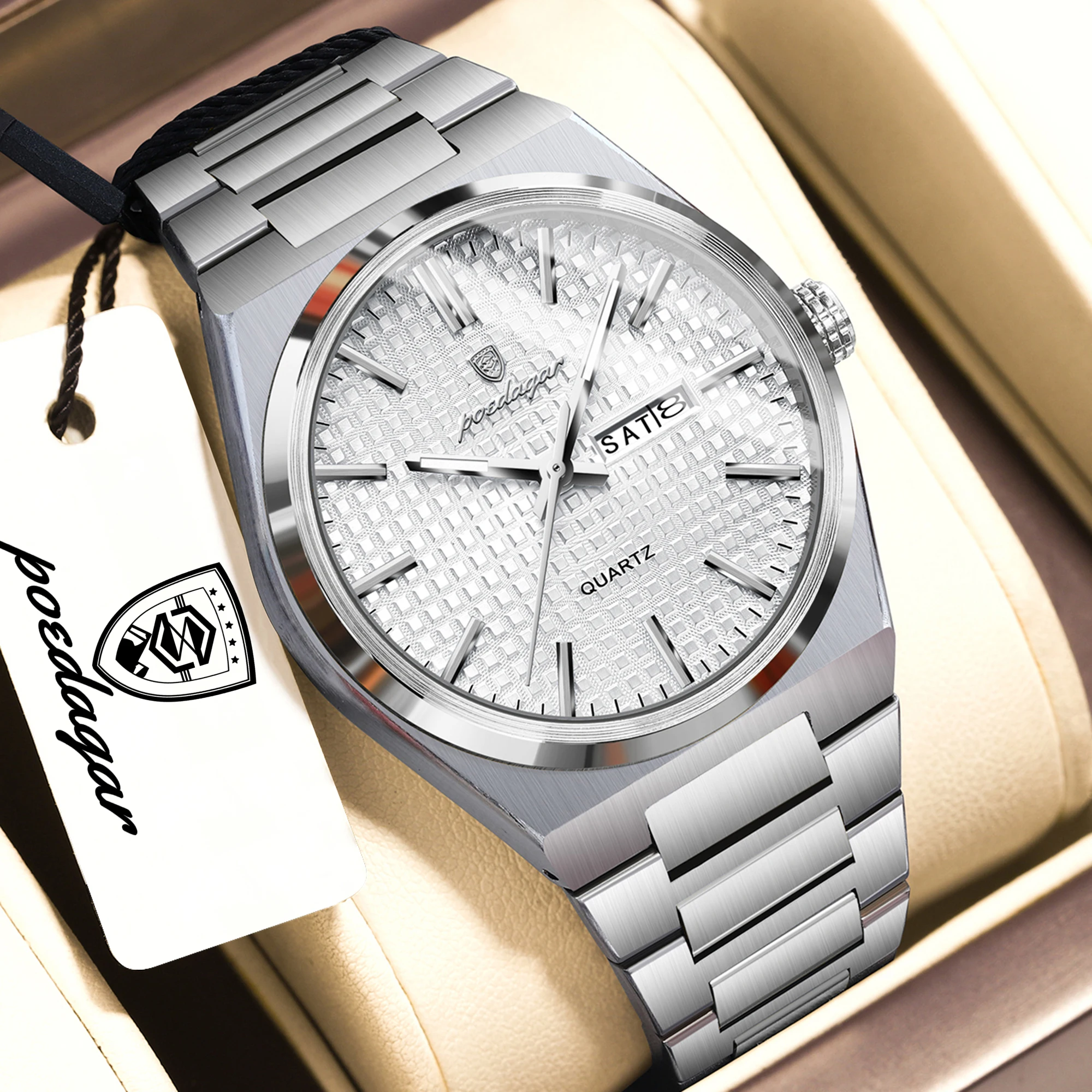 POEDAGAR Fashion Men Clock Luminous Waterproof Stainless Steel Man Wristwatch Date Week Business Quartz Men's Watches Male Reloj
POEDAGAR Fashion Men Clock Luminous Waterproof Stainless Steel Man Wristwatch Date Week Business Quartz Men's Watches Male Reloj
