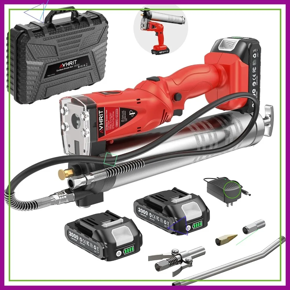 2-in-1 Electric Grease Gun: 10000 PSI Cordless with 2 Batteries, Quick-Release Coupler, 39.4" Hose, 14oz
2-in-1 Electric Grease Gun: 10000 PSI Cordless with 2 Batteries, Quick-Release Coupler, 39.4" Hose, 14oz