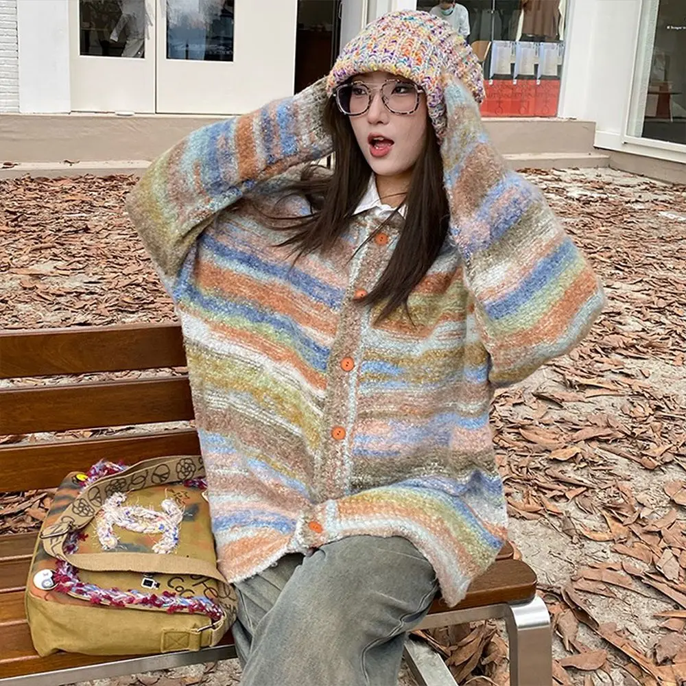 Striped Sweater Cardigan Women Korean Version 2024 Autumn Winter New Style Loose Lazy Style High-End Single-Breasted Top
Striped Sweater Cardigan Women Korean Version 2024 Autumn Winter New Style Loose Lazy Style High-End Single-Breasted Top