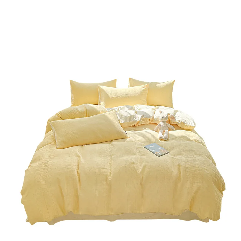 Three-layer yarn pure cotton four-piece set cotton sheet quilt cover bed three-piece quilt cover bedding
Three-layer yarn pure cotton four-piece set cotton sheet quilt cover bed three-piece quilt cover bedding