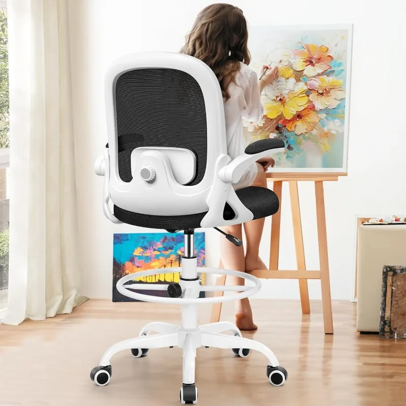 Drafting Chair, Tall Office Chair Ergonomic Standing Desk Chair,with Adjustable Footrest Ring, 3D Lumbar Support, Flip-up Armres
Drafting Chair, Tall Office Chair Ergonomic Standing Desk Chair,with Adjustable Footrest Ring, 3D Lumbar Support, Flip-up Armres