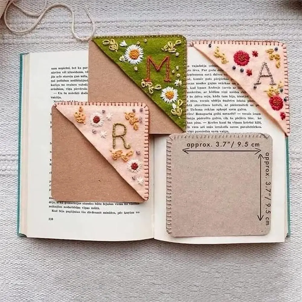 New Design Hand Embroidered Corner Bookmark Cute Flower Letter Embroidery Bookmarks Stitched Felt Corner Bookmark Book Clip
New Design Hand Embroidered Corner Bookmark Cute Flower Letter Embroidery Bookmarks Stitched Felt Corner Bookmark Book Clip