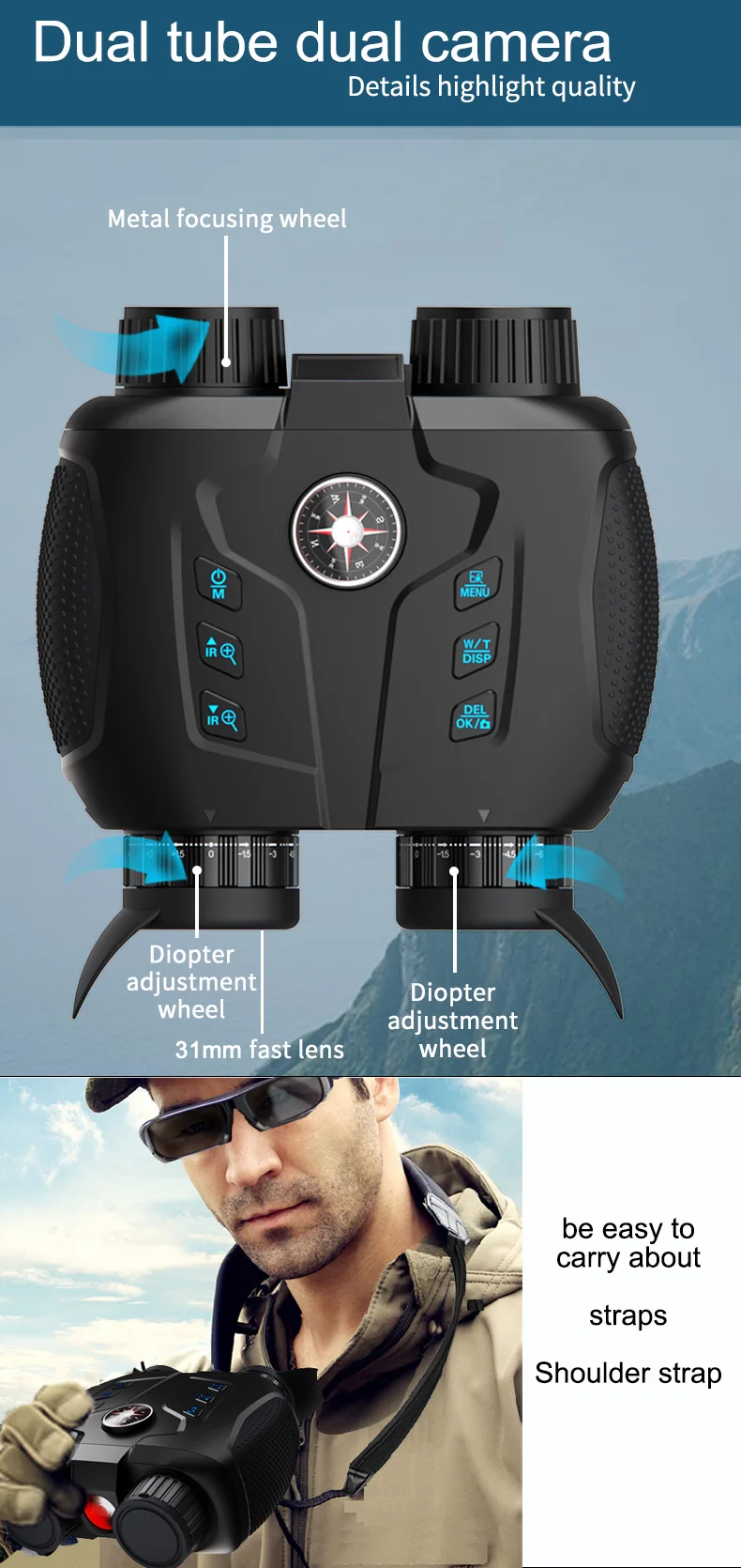 Naked Eye 3DVR Effect Night Vision Binoculars with Digital Compass VRNV331 4K 700m 5000mAh Digital Zoom Infrared Hunting Goggles
Naked Eye 3DVR Effect Night Vision Binoculars with Digital Compass VRNV331 4K 700m 5000mAh Digital Zoom Infrared Hunting Goggles