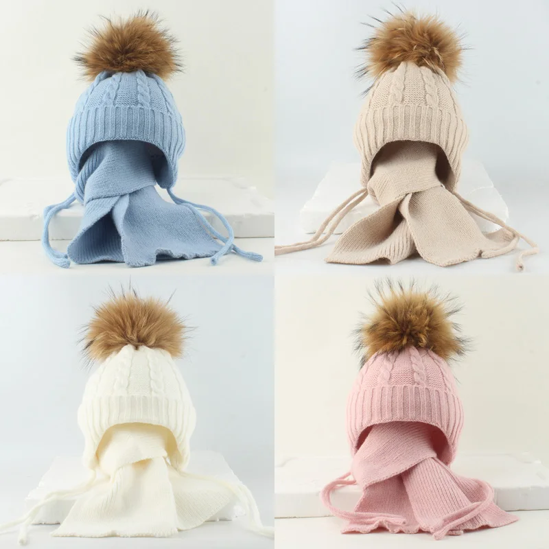 Real Fur Ball Baby Winter Hat Scarf Set Wool Infant Bonnet Knitted Kids Beanie Fleece Lining Toddler Cap for Girls Boys 1-6Y 
Real Fur Ball Baby Winter Hat Scarf Set Wool Infant Bonnet Knitted Kids Beanie Fleece Lining Toddler Cap for Girls Boys 1-6Y