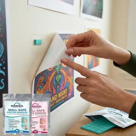 MIRAVEXL Wall-Safe Poster Adhesive 90 PCS Reusable Removable Nano Sticky Dots PosterHanging Wall Safe Home Decor Adhesive Home!!