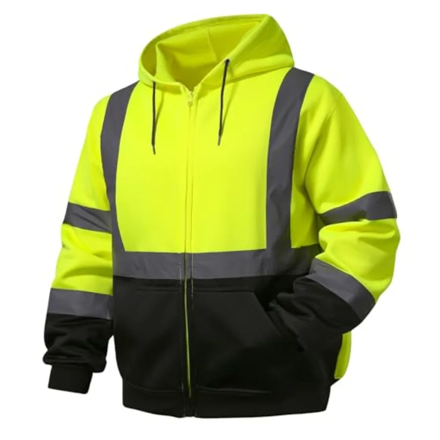 Hi Vis Work Safety hoodies for Men - Class 3 High Visibility Reflective Hoodie Jacket High Vis Zipper Hoodie with Bottom Constr
Hi Vis Work Safety hoodies for Men - Class 3 High Visibility Reflective Hoodie Jacket High Vis Zipper Hoodie with Bottom Constr