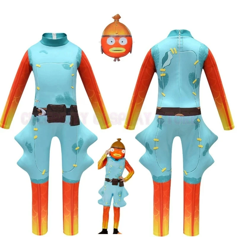 Game Fort Skin Outfit Fishstick Fish Cosplay Jumpsuit 110-150cm Kids Costume Carnival Children Halloween Roleplay Clothes Funny
Game Fort Skin Outfit Fishstick Fish Cosplay Jumpsuit 110-150cm Kids Costume Carnival Children Halloween Roleplay Clothes Funny
