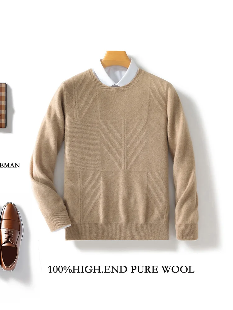 High Quality Men's Autumn Winter Wool Sweater O-neck Long Sleeve Pullover Thick Warm Cashmere Sweater 100% Merino Wool Knitwears
High Quality Men's Autumn Winter Wool Sweater O-neck Long Sleeve Pullover Thick Warm Cashmere Sweater 100% Merino Wool Knitwears