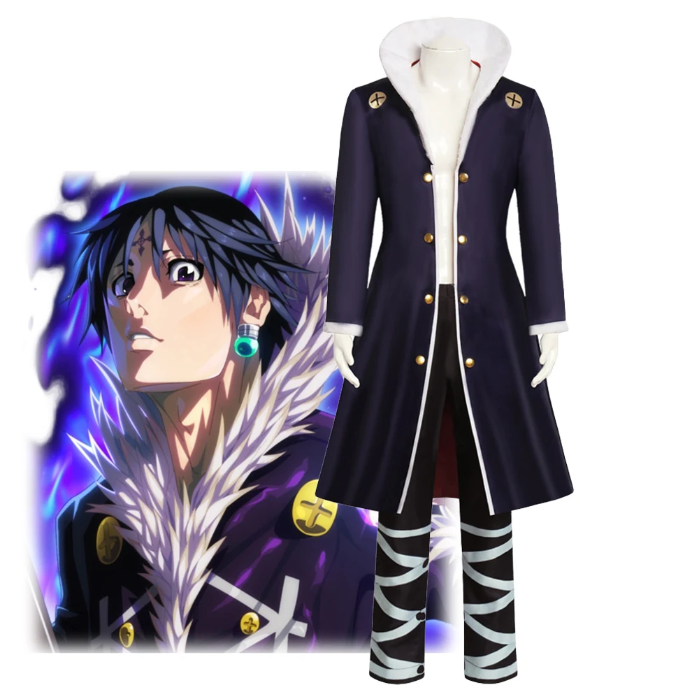 Chrollo Lucilfer Cosplay Kuroro Rushirufuru Dark Blue Manga Trench White Plush Vertical Collar Pant Costume 2026 Halloween Man
Chrollo Lucilfer Cosplay Kuroro Rushirufuru Dark Blue Manga Trench White Plush Vertical Collar Pant Costume 2026 Halloween Man