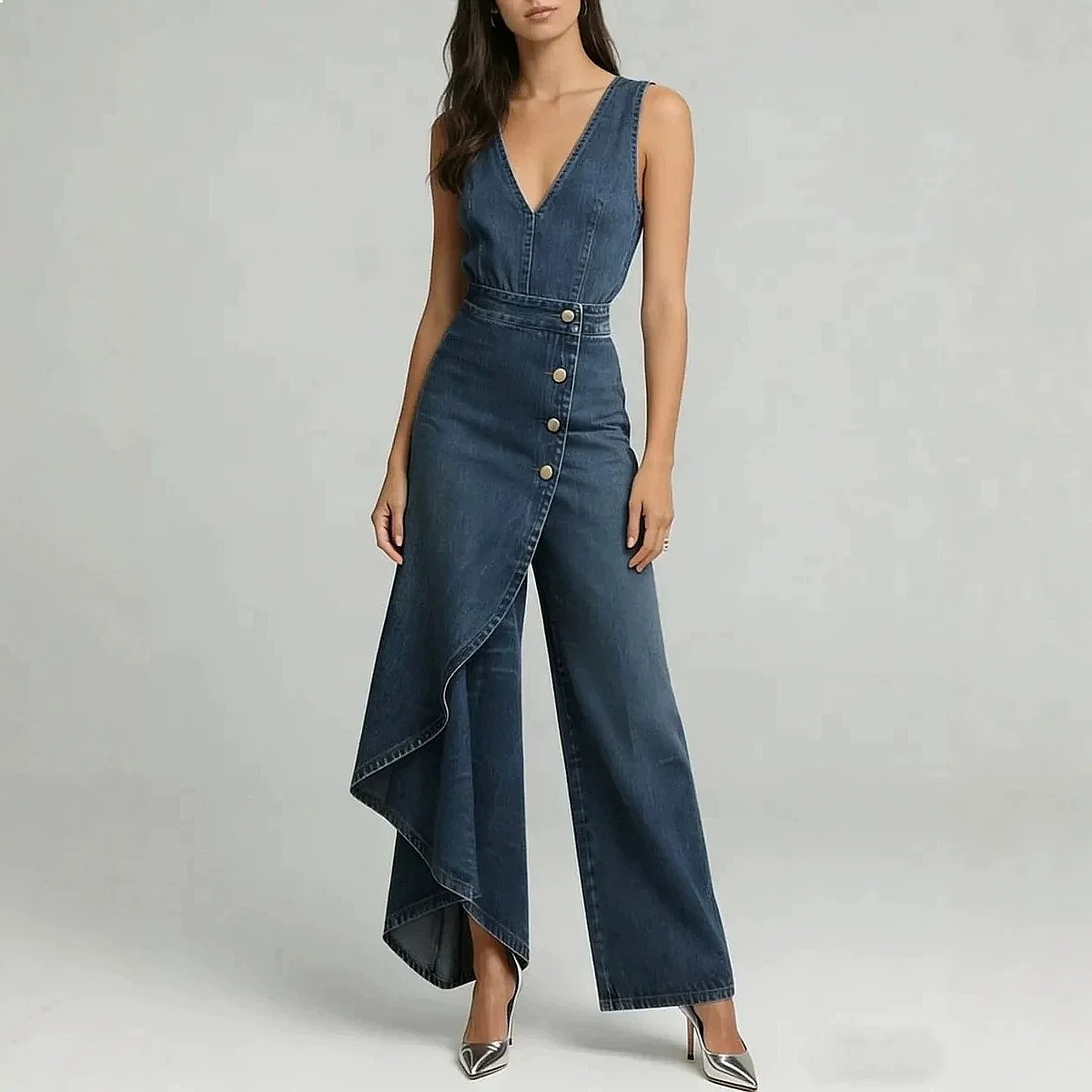 Fashion Print Denim Style V Neck Sleeveless Jumpsuit Women Overall Jumpsuits Playsuit Spring Summer
Fashion Print Denim Style V Neck Sleeveless Jumpsuit Women Overall Jumpsuits Playsuit Spring Summer