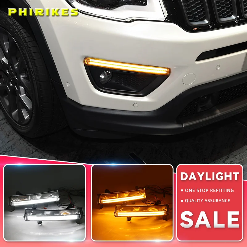 1 Pair Car LED DRL For Jeep Compass 2017 2018 2019 Daytime running light With yellow turn Signal Light
1 Pair Car LED DRL For Jeep Compass 2017 2018 2019 Daytime running light With yellow turn Signal Light