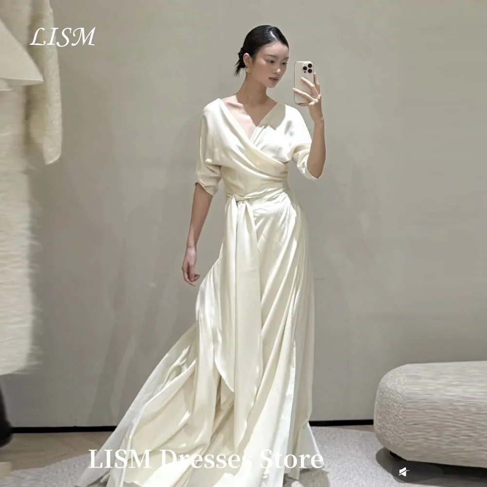 LISM Elegant A-Line Korea Wedding Dresses V-Neck Soft Chiffon Floor Length Half-Sleeve Event Gowns 웨딩드레스 Customized Corset
LISM Elegant A-Line Korea Wedding Dresses V-Neck Soft Chiffon Floor Length Half-Sleeve Event Gowns 웨딩드레스 Customized Corset