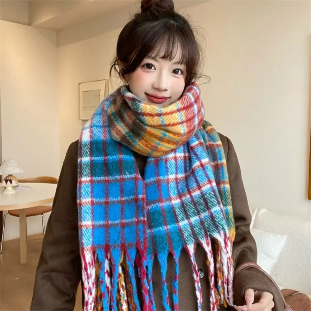 New Winter Thick Warm Scarf Women Rainbow Cashmere Shawl Wraps Colorful Striped Scarf Fashion Hairy Tassels Scarf
New Winter Thick Warm Scarf Women Rainbow Cashmere Shawl Wraps Colorful Striped Scarf Fashion Hairy Tassels Scarf