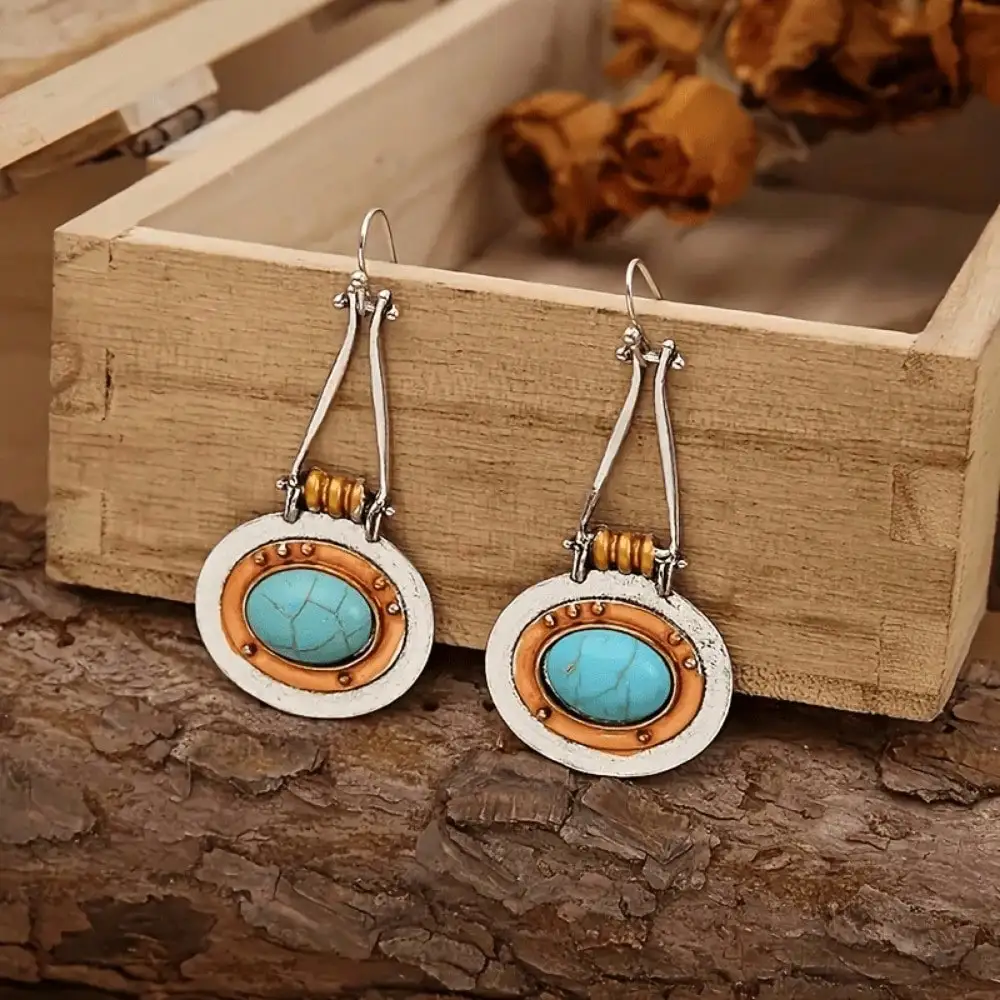 Stunning Vintage Oval Artificial Turquoise Earrings - Eye-Catching Dangle Design - Hypoallergenic Zinc Alloy With Silvery Plated Shiny Finish - Fashion-Forward Women's Jewelry - Perfect Stylish Gift For Her
Stunning Vintage Oval Artificial Turquoise Earrings - Eye-Catching Dangle Design - Hypoallergenic Zinc Alloy With Silvery Plated Shiny Finish - Fashion-Forward Women's Jewelry - Perfect Stylish Gift For Her