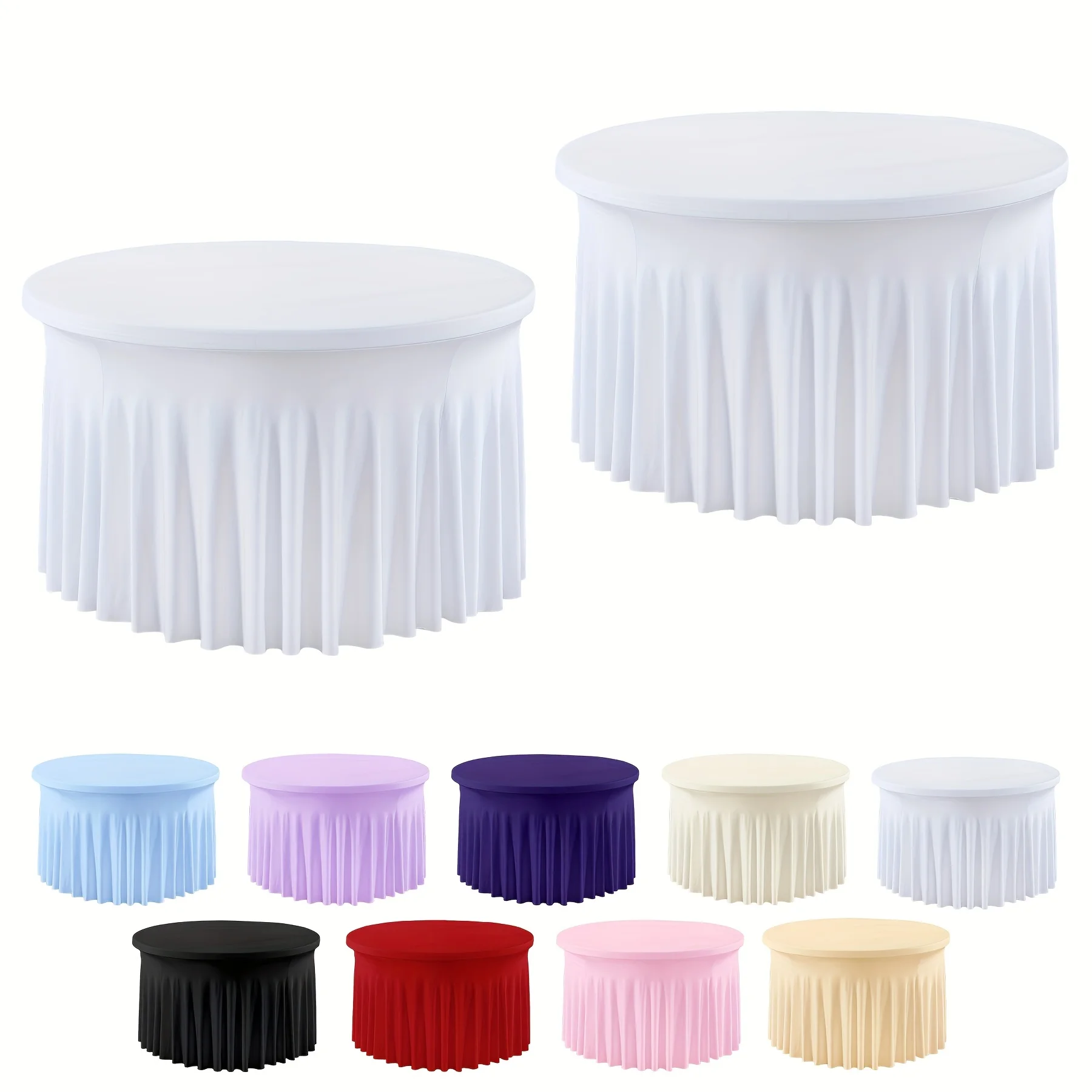 2pcs Of Elegant Polyester Spandex Blend Round Party Tablecloths with A Diameter Of 60 Inches - Stretchable, Wrinkle-free, Tight-fitting, And Ruffled Design Table Covers - Suitable for Weddings, Birthdays, Christenings And Other Party Events
2pcs Of Elegant Polyester Spandex Blend Round Party Tablecloths with A Diameter Of 60 Inches - Stretchable, Wrinkle-free, Tight-fitting, And Ruffled Design Table Covers - Suitable for Weddings, Birthdays, Christenings And Other Party Events
