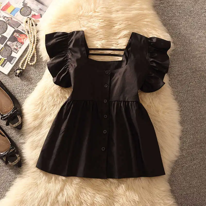Loose Women's Shirt Square Collar Fly Sleeve Baby Doll Top Summer Design Sense Fashionable Short Sleeve Breathable Thin Model
Loose Women's Shirt Square Collar Fly Sleeve Baby Doll Top Summer Design Sense Fashionable Short Sleeve Breathable Thin Model