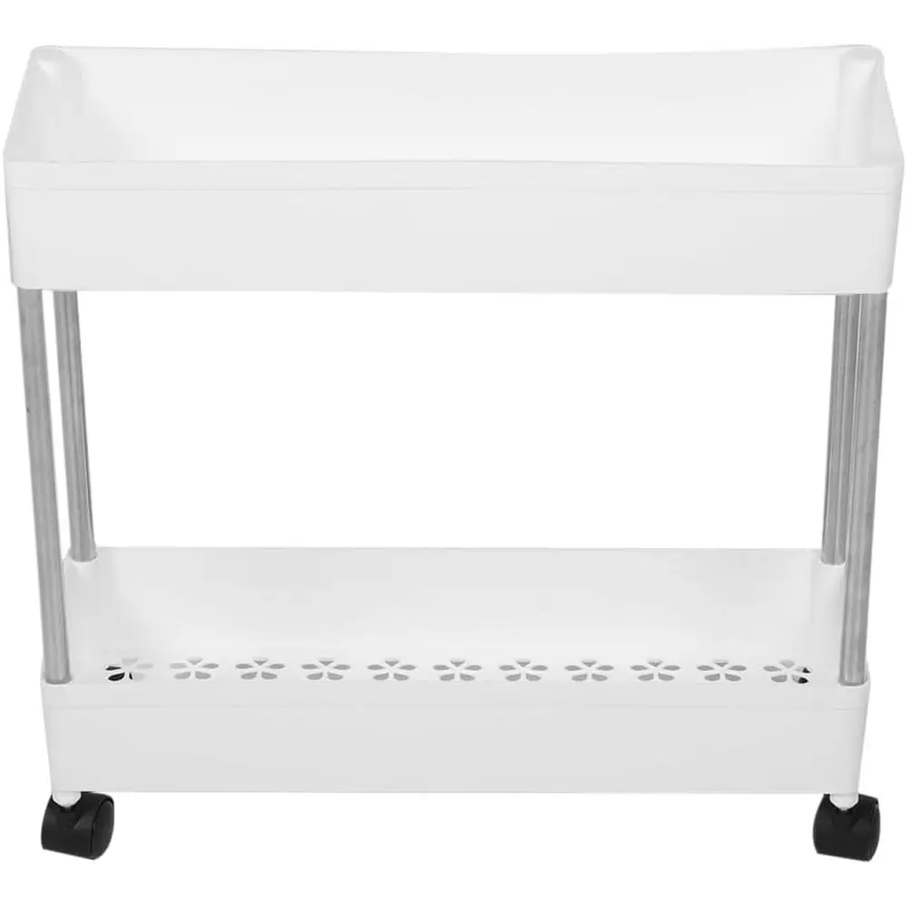 Slim Rolling Storage Cart, 2-Tier Mobile Shelving Unit, White Plastic and Iron Trolley Rack or Kitchen, Bathroom, Oice, Laundry
Slim Rolling Storage Cart, 2-Tier Mobile Shelving Unit, White Plastic and Iron Trolley Rack or Kitchen, Bathroom, Oice, Laundry
