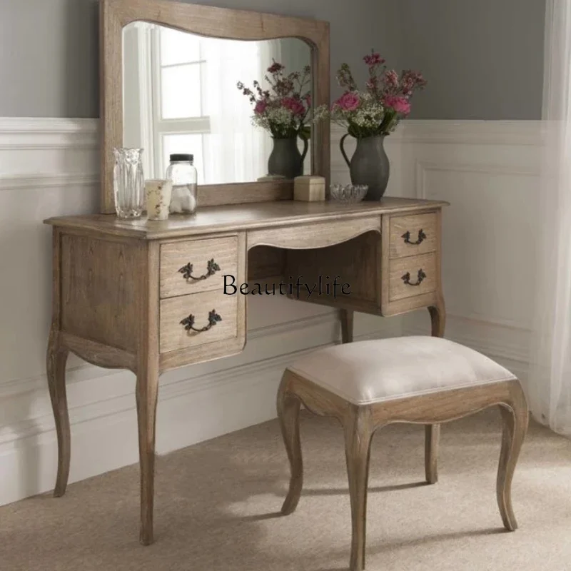 ls 27American solid wood retro old dresser French small apartment bedroom makeup table desk
ls 27American solid wood retro old dresser French small apartment bedroom makeup table desk
