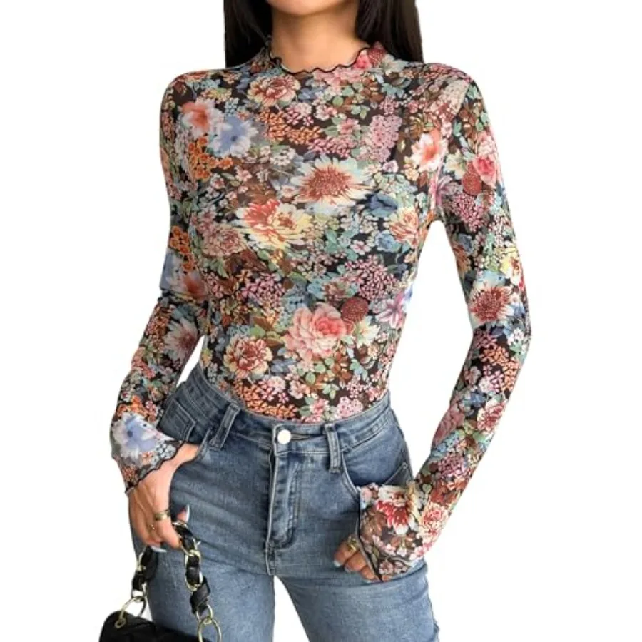 Zeagoo Womens Mesh Long Sleeve Tops Mock Neck Going Out See Through Shirts Sexy Sheer Blouses Clubwear S-XXL
Zeagoo Womens Mesh Long Sleeve Tops Mock Neck Going Out See Through Shirts Sexy Sheer Blouses Clubwear S-XXL