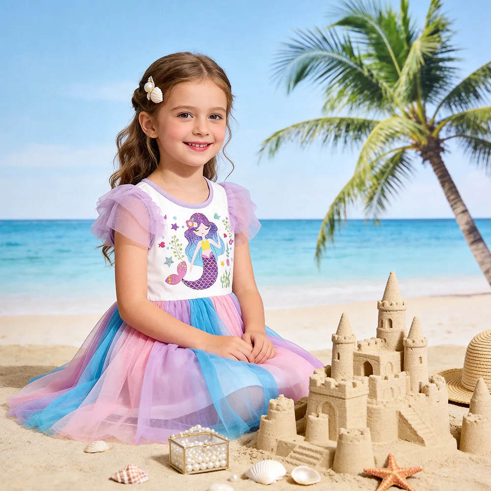 Toddlers Mermaid Print Dress Kids Summer Rulle Sleeve Rainbow Tulle Dress Kids Princess Elegant Birthday Party Dress Up Vestidos
Toddlers Mermaid Print Dress Kids Summer Rulle Sleeve Rainbow Tulle Dress Kids Princess Elegant Birthday Party Dress Up Vestidos