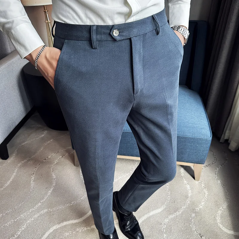 Pants Man Clothing Fashion Ripple Pattern Thick Woolen Men Suit Pants Business Formal Wear Slim Fit Full Length Men's Trousers
Pants Man Clothing Fashion Ripple Pattern Thick Woolen Men Suit Pants Business Formal Wear Slim Fit Full Length Men's Trousers