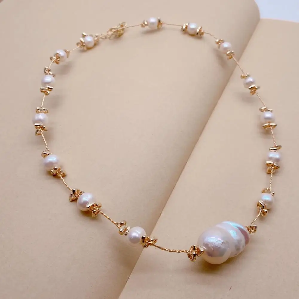 KKGEM 14x22mm Baroque Pearl 7-8mm Cultured White Pearl Choker Necklace Jewelry Gift
KKGEM 14x22mm Baroque Pearl 7-8mm Cultured White Pearl Choker Necklace Jewelry Gift