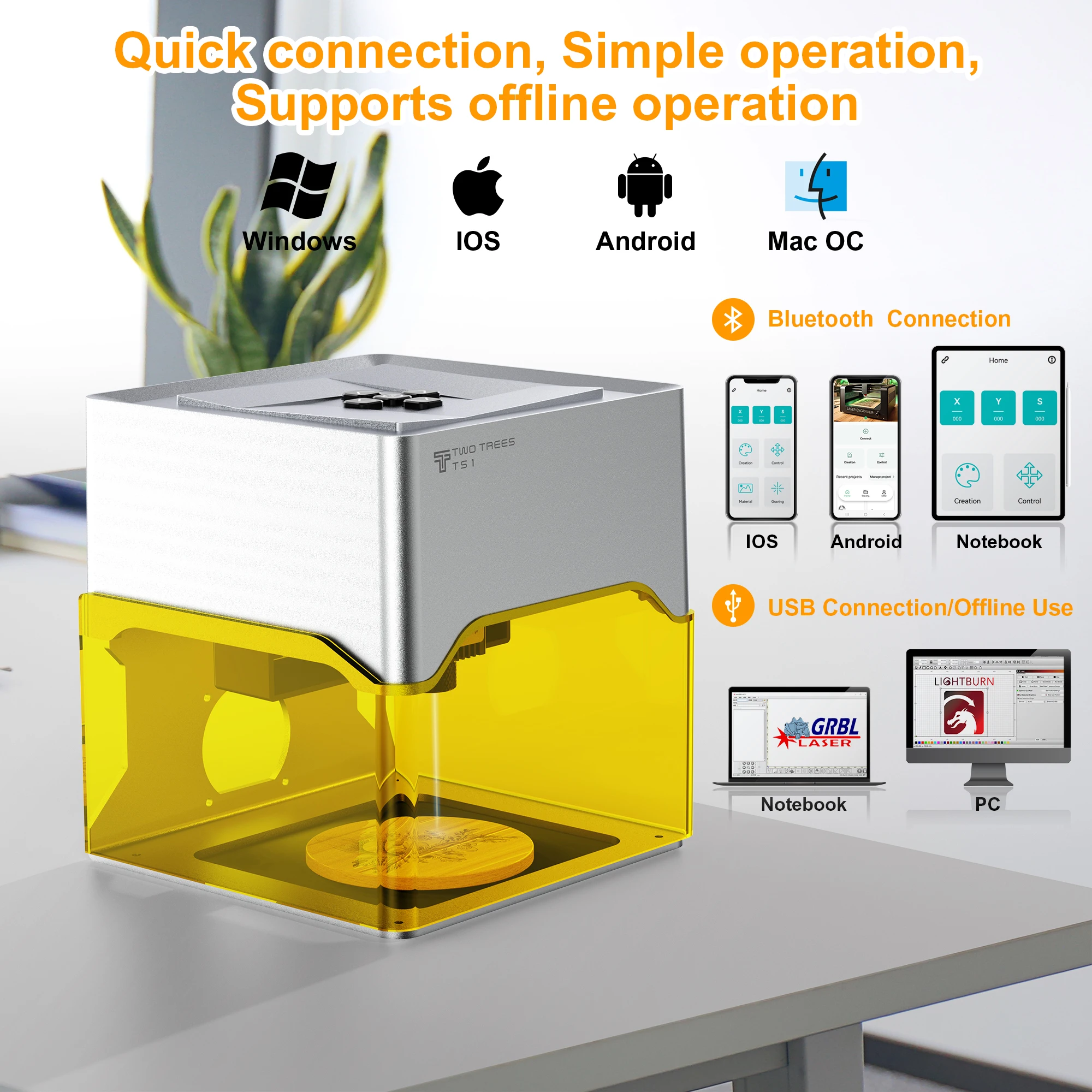 Twotrees TS1 Portable Mini Laser Engraver CNC Bluetooth Machine DIY Logo Marking Machine Painted Dog Tag Paper Leather Wooden
Twotrees TS1 Portable Mini Laser Engraver CNC Bluetooth Machine DIY Logo Marking Machine Painted Dog Tag Paper Leather Wooden