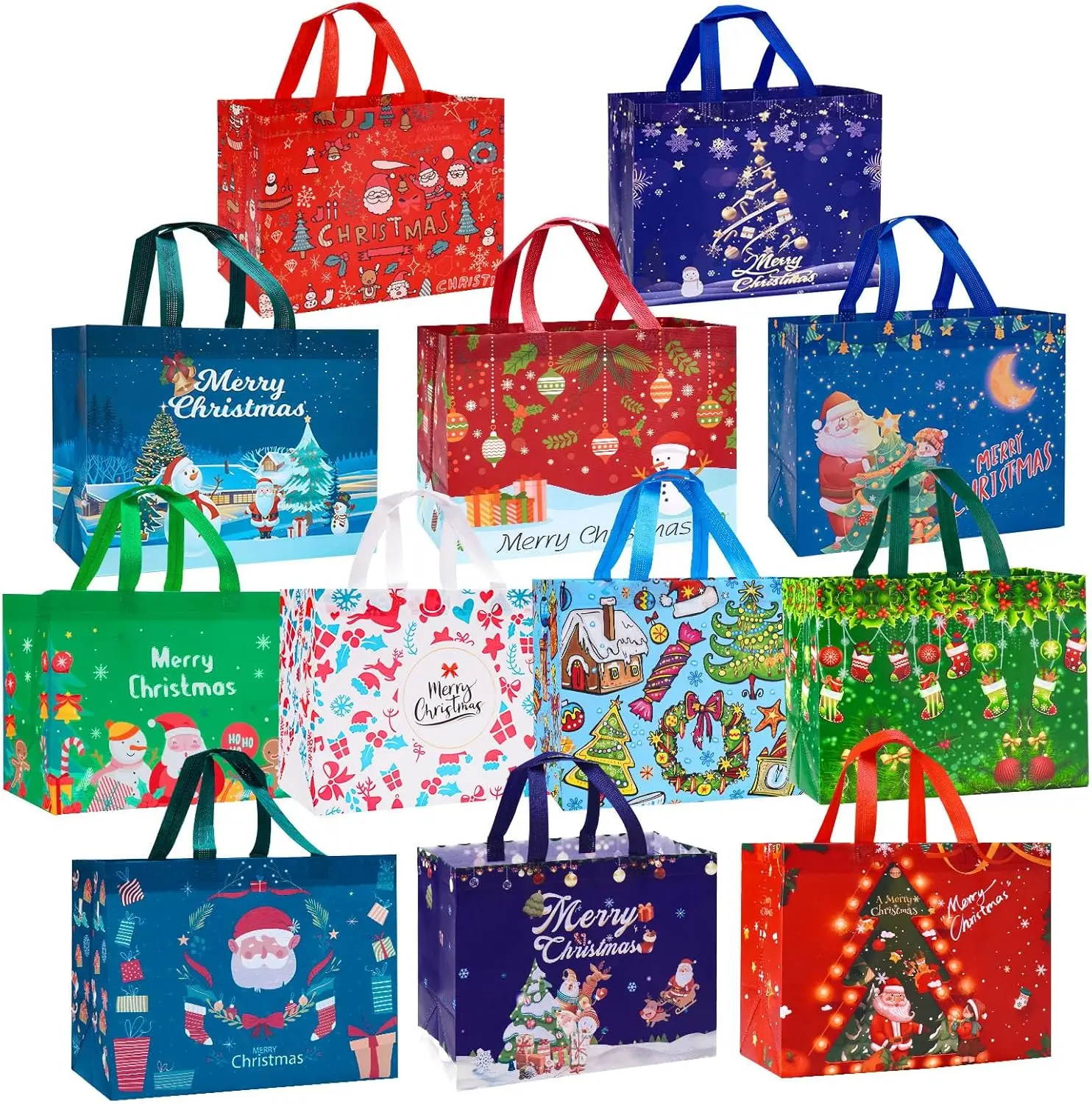 12 Pack Christmas Gift Bags Large Reusable Tote Bags, Non-Wove Bags for New Year's Shopping, Christmas Surprise, Xmas Party Supp
12 Pack Christmas Gift Bags Large Reusable Tote Bags, Non-Wove Bags for New Year's Shopping, Christmas Surprise, Xmas Party Supp