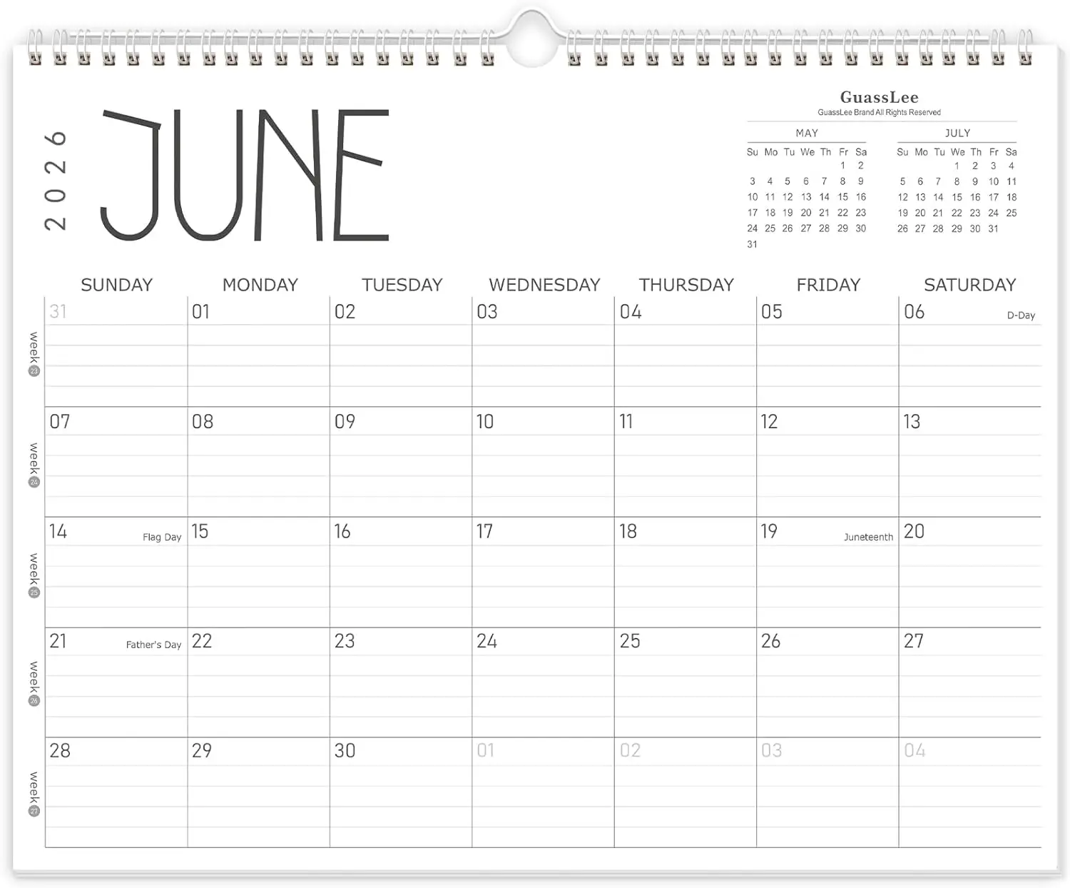Wall Calendar 2026-2027, 14x11 Inch Monthly Planner from June 2026 to May 2027, Thick Paper Wall Hanging for Office Home Planning
Wall Calendar 2026-2027, 14x11 Inch Monthly Planner from June 2026 to May 2027, Thick Paper Wall Hanging for Office Home Planning