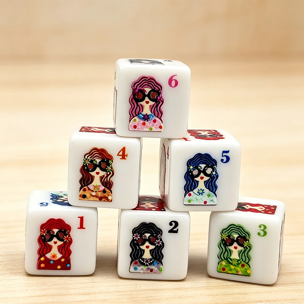 6pcs Cute Digital Printed D6 Dice Set Unique Pattern Board Game Accessories Desktop Decorations
6pcs Cute Digital Printed D6 Dice Set Unique Pattern Board Game Accessories Desktop Decorations
