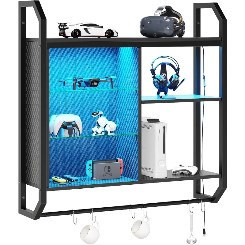 LED Gaming Floating Shelves, 34" Wall Mounted Shelf Pipe Shelves Hanging Display Rack Bookshelf with 6 S-Hook, Gaming Ro
LED Gaming Floating Shelves, 34" Wall Mounted Shelf Pipe Shelves Hanging Display Rack Bookshelf with 6 S-Hook, Gaming Ro