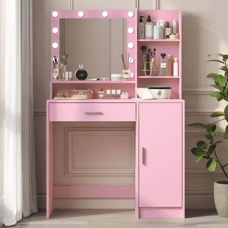 Luxury Makeup Table Vanity Dresser With Mirror And Drawers Girls Pink Vanity Table
Luxury Makeup Table Vanity Dresser With Mirror And Drawers Girls Pink Vanity Table