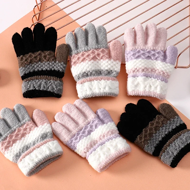 Winter Kindergarten Children Striped Split Finger Gloves Thick Warm Kids Knitted Glove 3-6year Boy Girl Baby Hand Warmer Mittens
Winter Kindergarten Children Striped Split Finger Gloves Thick Warm Kids Knitted Glove 3-6year Boy Girl Baby Hand Warmer Mittens