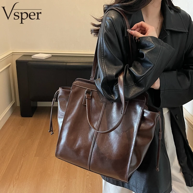 Vsper Large Sized Quality Tote Bags For Women PU Leather Solid Color Big Capacity Shopper Shoulder Bag Commuter Street Handbags
Vsper Large Sized Quality Tote Bags For Women PU Leather Solid Color Big Capacity Shopper Shoulder Bag Commuter Street Handbags