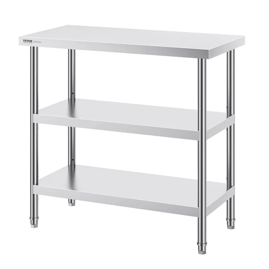 Stainless Steel Food Prep Table 18 x 36 x 34 Inch Commercial Kitchen Worktable with 2 Adjustable Undershelf Heavy Duty Metal Wo
Stainless Steel Food Prep Table 18 x 36 x 34 Inch Commercial Kitchen Worktable with 2 Adjustable Undershelf Heavy Duty Metal Wo
