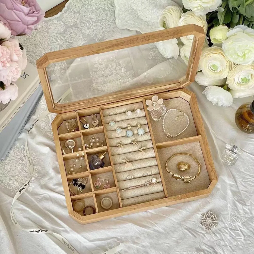 Oak Earring Necklace Storage Case Retro Simple Octagonal Transparent Jewelry Box Bracelet and Ring Organizer Gift Boxes Design
Oak Earring Necklace Storage Case Retro Simple Octagonal Transparent Jewelry Box Bracelet and Ring Organizer Gift Boxes Design