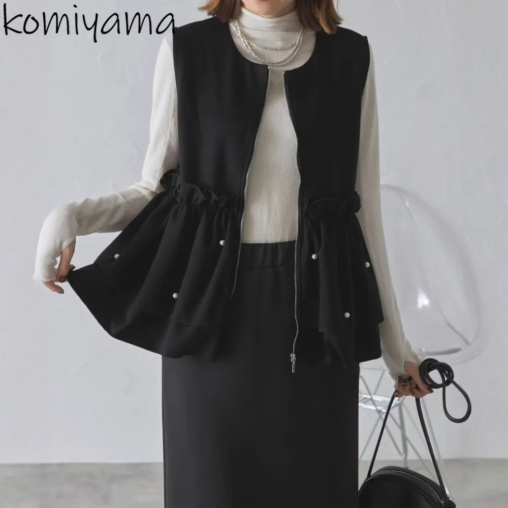 Beads Ruffles Casaco O-neck Zipper Chaquetas De Mujer Autumn New Jaqueta Feminina Woman 2025 Vest Jacket Tank Outerwears
Beads Ruffles Casaco O-neck Zipper Chaquetas De Mujer Autumn New Jaqueta Feminina Woman 2025 Vest Jacket Tank Outerwears