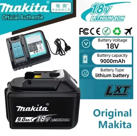 Аккумулятор Makita 18В 9Ач/9000мАч, литий-ионный, перезаряжаемый, с зарядным устройством для BL1860B BL1830 BL1850 BL1815 LXT400
Аккумулятор Makita 18В 9Ач/9000мАч, литий-ионный, перезаряжаемый, с зарядным устройством для BL1860B BL1830 BL1850 BL1815 LXT400