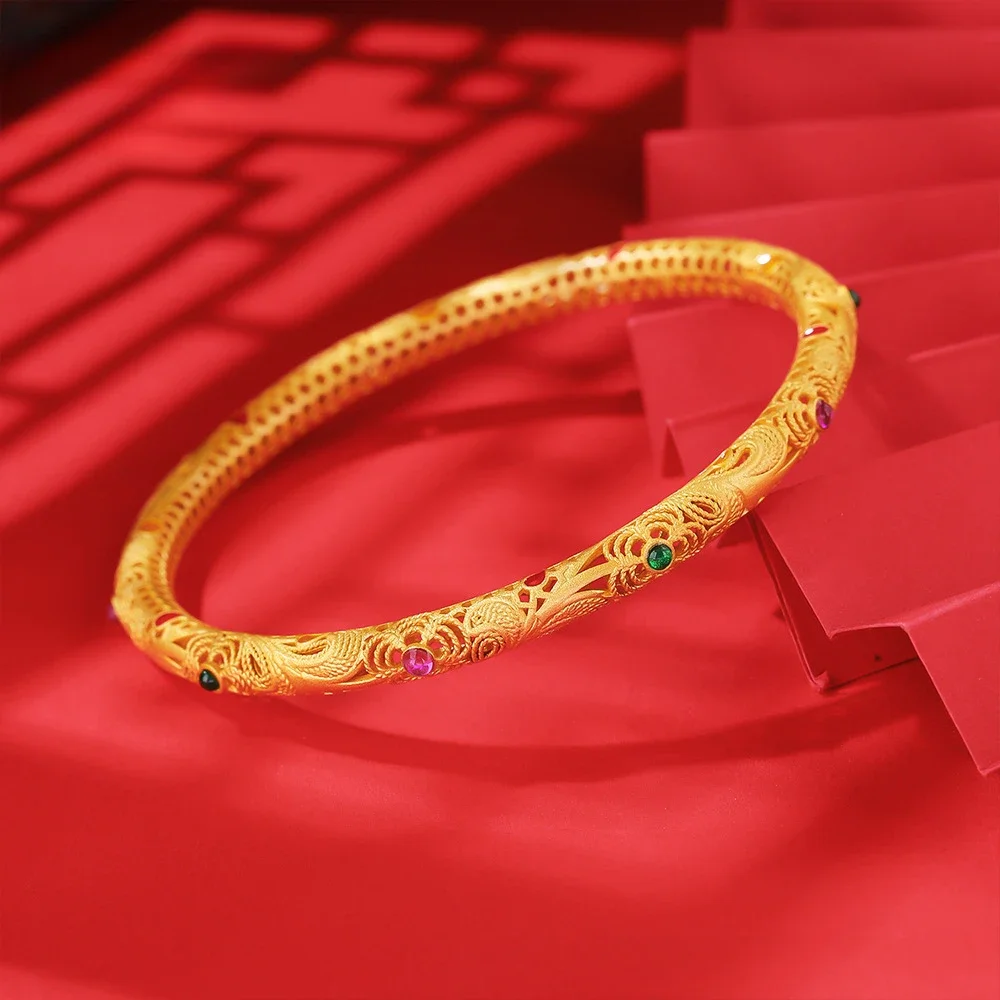GXGlint 925 Sterling Silver Chinese Enamel Bangles with 18K Gold Plating and Openwork Floral Design Woman Valentine's Day Gift
GXGlint 925 Sterling Silver Chinese Enamel Bangles with 18K Gold Plating and Openwork Floral Design Woman Valentine's Day Gift