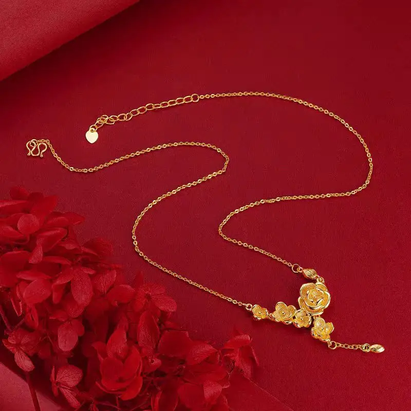 24K Gold AU999 Rose Tassel Necklace | Hollow petals with micro - carved stamen, long gold - bead tassel, delicate & grand
24K Gold AU999 Rose Tassel Necklace | Hollow petals with micro - carved stamen, long gold - bead tassel, delicate & grand