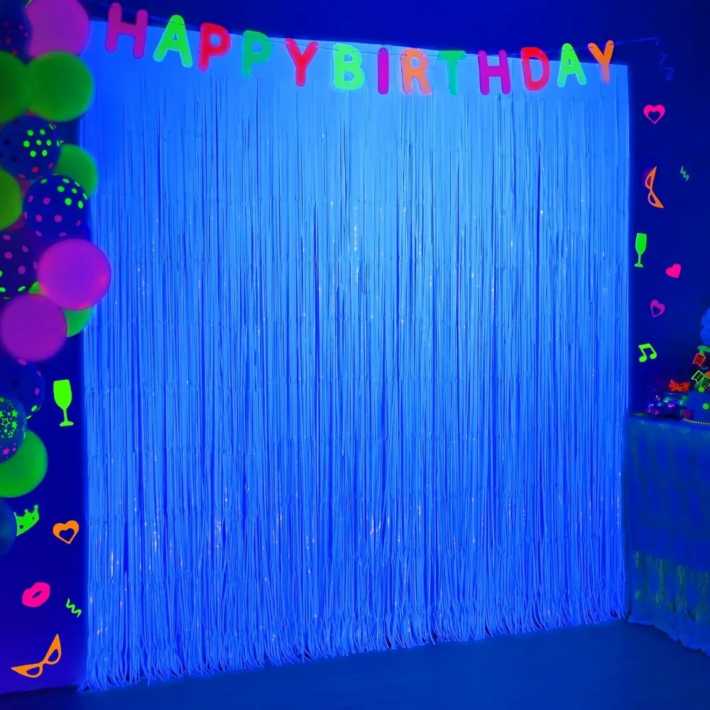 Glow in The Dark Party Supplies, 2 Pack Neon Party Decorations 6.6 x 6.6 ft Fluorescent Macaron Light Blue Tinsel Foil Fr
Glow in The Dark Party Supplies, 2 Pack Neon Party Decorations 6.6 x 6.6 ft Fluorescent Macaron Light Blue Tinsel Foil Fr